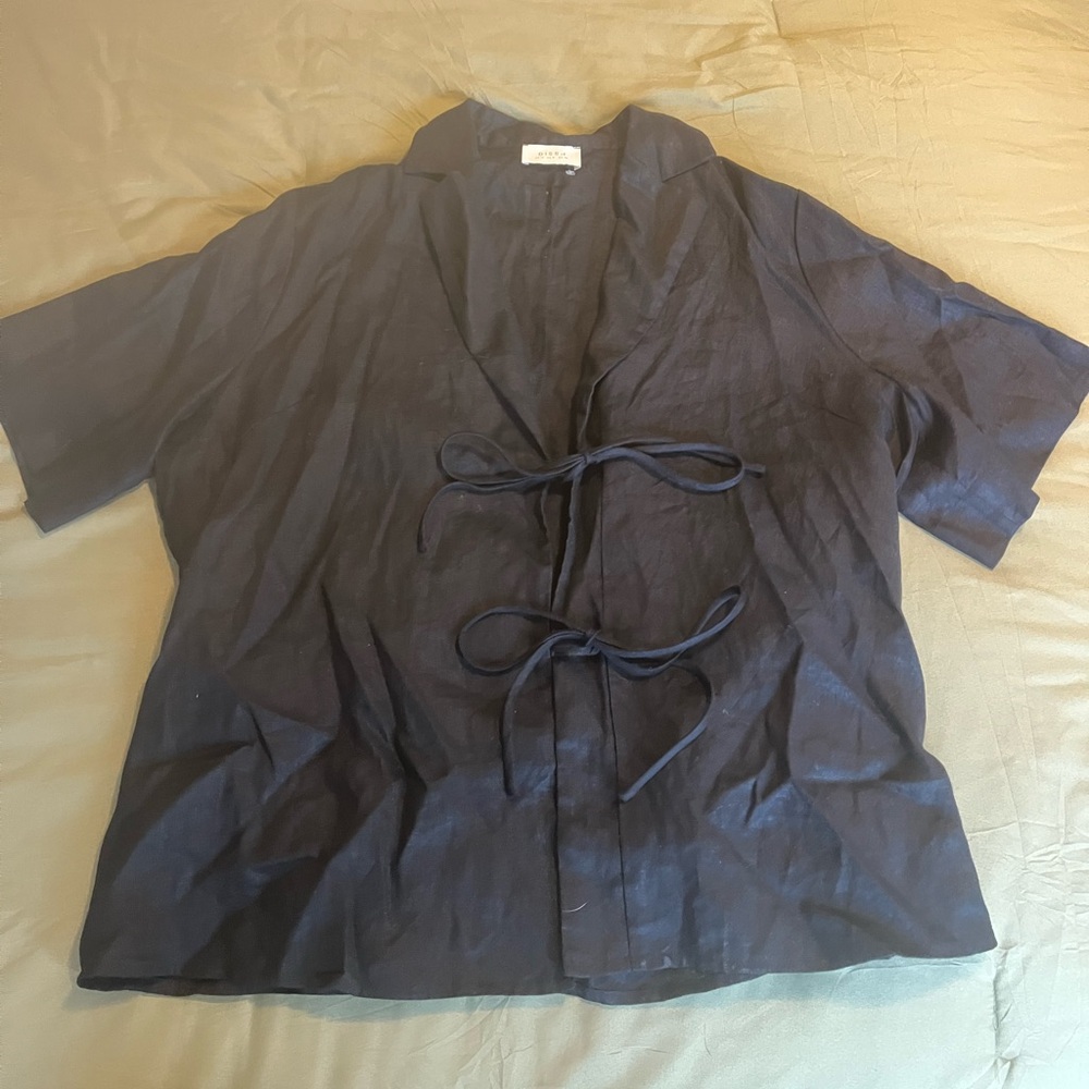 DISSH Tie Front Linen Blouse / Top, AU 10 , US 6